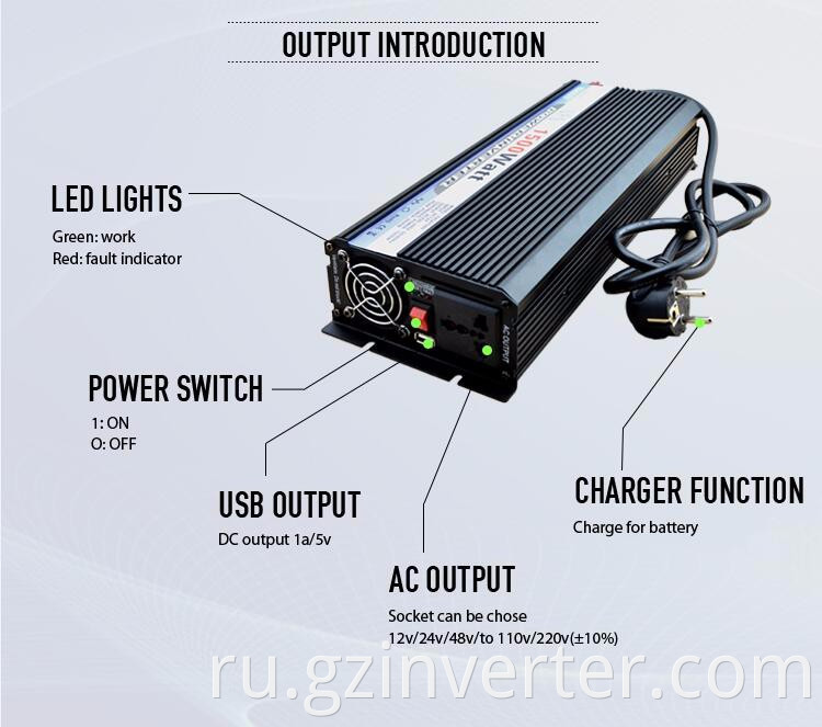 1500 Вт UPS Inverter 12 В постоянного тока до 220 В переменного тока с компрессором кондиционера зарядного устройства DC Inverter